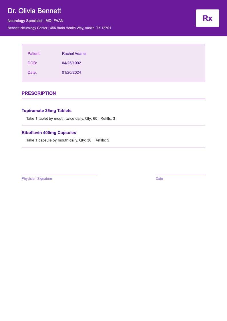 Purple medical prescription